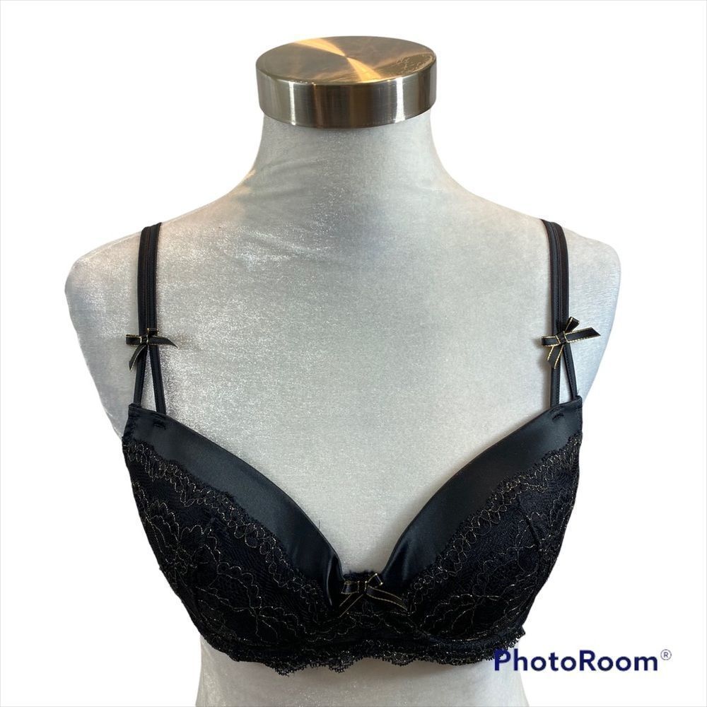 Blush Brand Black and Gold Padded Bra‎ Size 32D